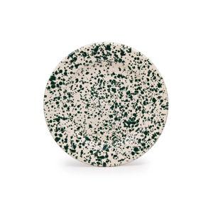 Green & Cream Splatter Dinner Plates, Set of 4