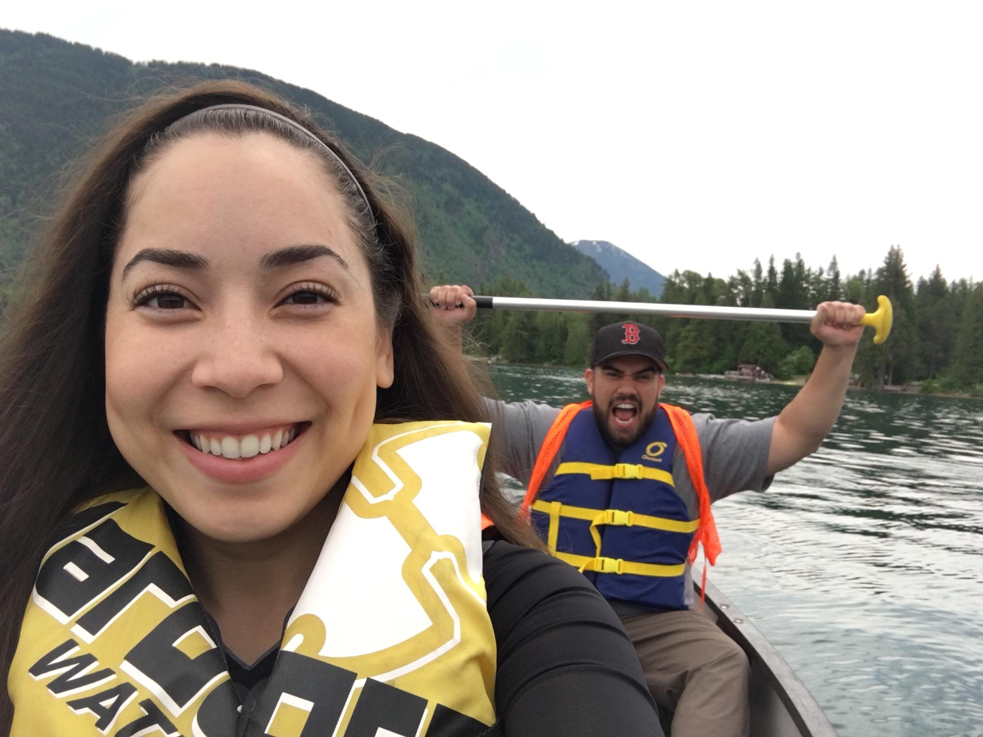 Trying to stay afloat on Lake McDonald in Montana.