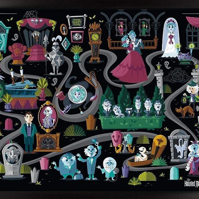 Trends International Disney Haunted Mansion - Map Wall Poster, 22.37" x 34.00", Black Framed Version