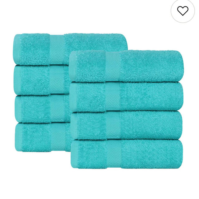 SUPERIOR 8 pc Eco-Friendly Solid Ultra Soft Towel Set - Turquoise