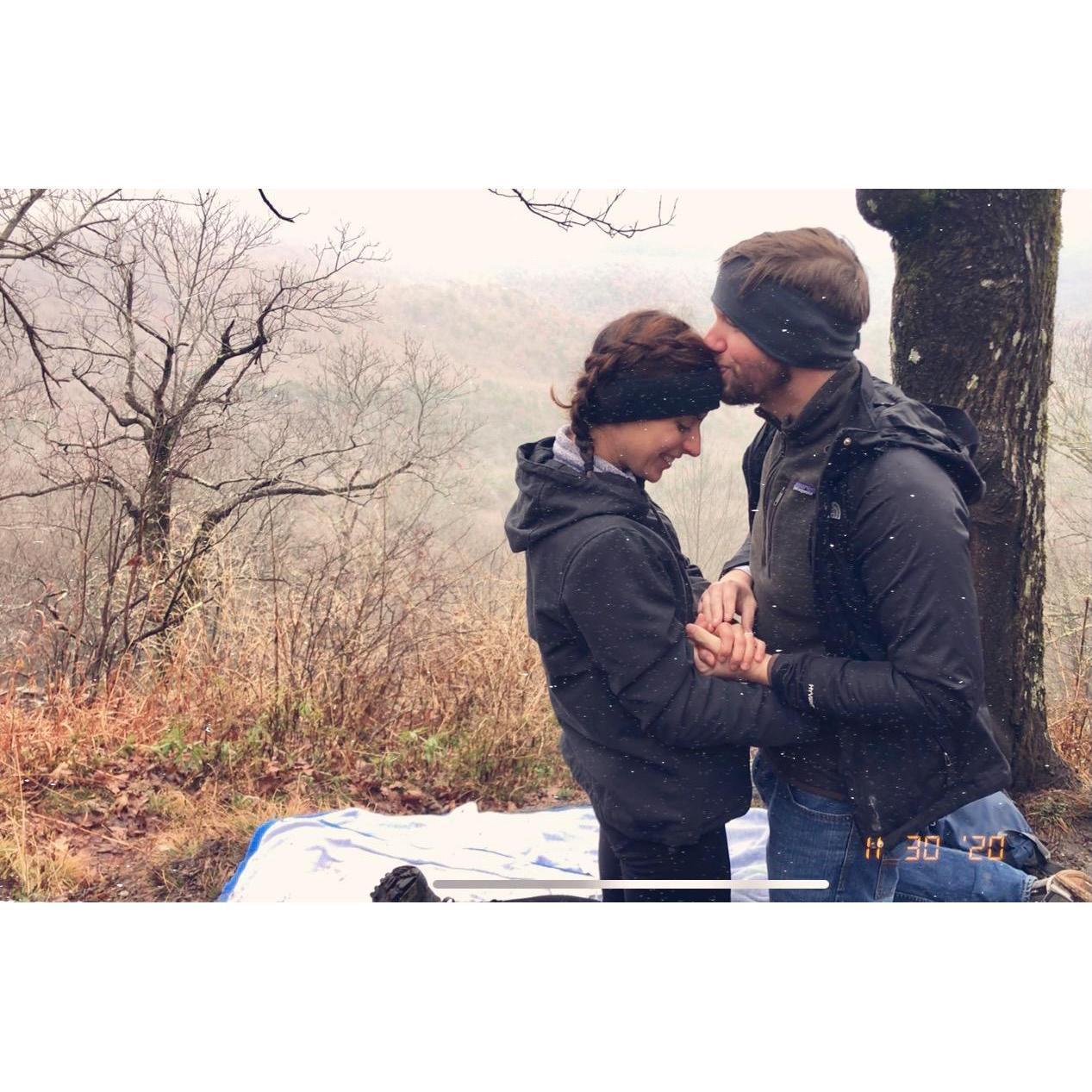 For our 5th Anniversary, we drove to Blue Ridge for some mountain magic, which resulted in...our ENGAGEMENT! 
Owen's Overlook, Benton Mackaye Trail - Blue Ridge, GA.