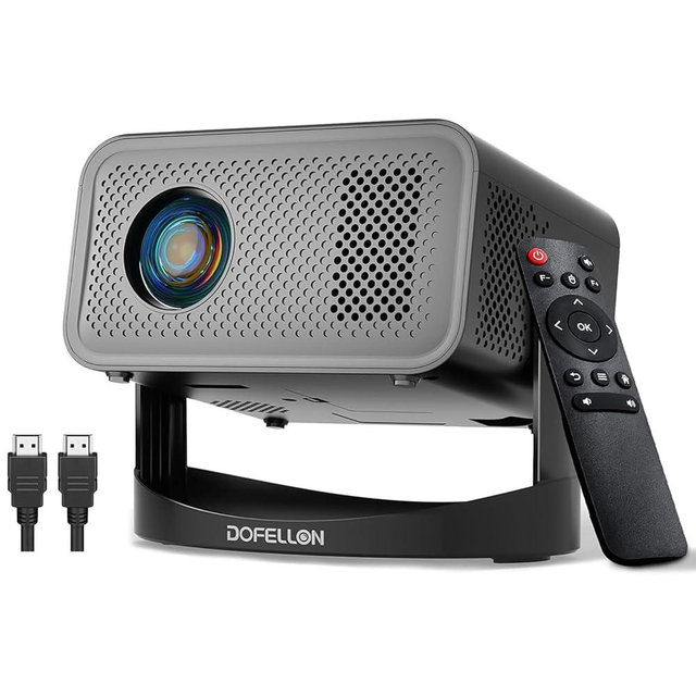 [Built-in Apps & 2026 Upgraded] Mini Projector with Wifi and Bluetooth Portable,Native 1080P 4K Support Auto Keystone Movie Projector Compatible with TV Stick/HDMI/USB, 360° for Bedroom, Outdoor Use