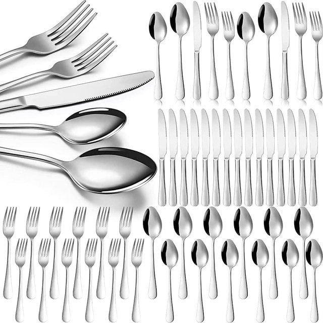 100 Pieces Silverware Set Stainless Steel Flatware Set for 20 Silver Flatware Sets Include Fork Knife Spoon Set, Mirror Finished, Dishwasher Safe