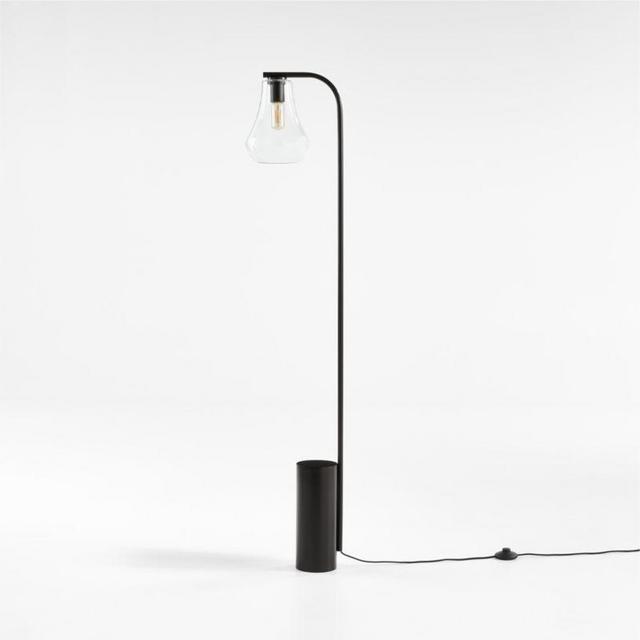 Arren Black Floor Lamp with Clear Teardrop Shade