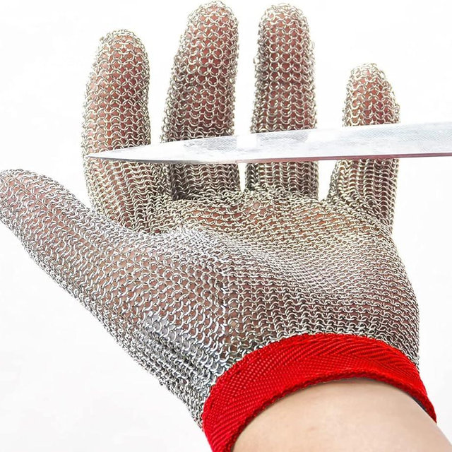 Dowellife Chainmail Glove, Cut Resistant Food Grade, Stainless Steel Mesh Metal Knife Cutting Glove for Butcher, Oyster Shucking Kitchen Mandoline Chef Slicing Fish Fillet (Medium)
