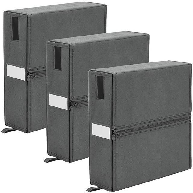 Fixwal 3 Pack Bedding Organizer Storage Bins Foldable Storage Containers with Sturdy Fabric Collapsible Zipper Boxes for Sheet Set or Duvet Cover Set (Full, Twin, Queen Size)