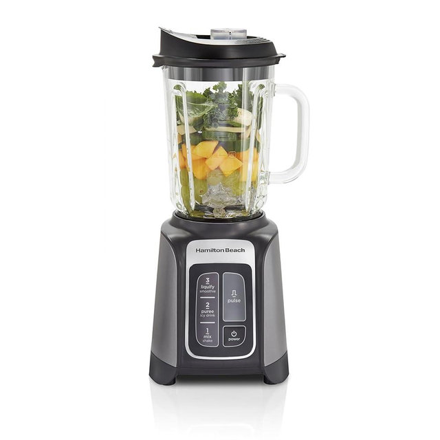 Hamilton Beach PowerMax Professional-Performance Blender for Shakes and Smoothies, Puree and Ice Crush, 48oz BPA-Free Glass Jar, 1680 Peak Watts, Stainless Steel Blades, Gray (58600J)