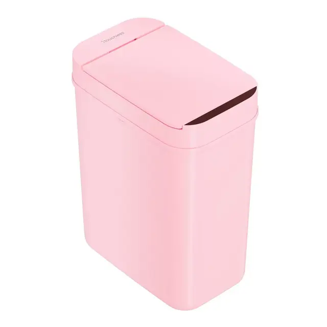 iTouchless 3 Gallon Pink Sensor Bathroom Trash Can, 10 Liter Slim Touchless Small Smart Bedroom Garbage Waste Basket Bin with Motion Lid