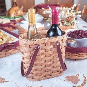 Wine Bottle Tote Basket | Trim Color: Plain