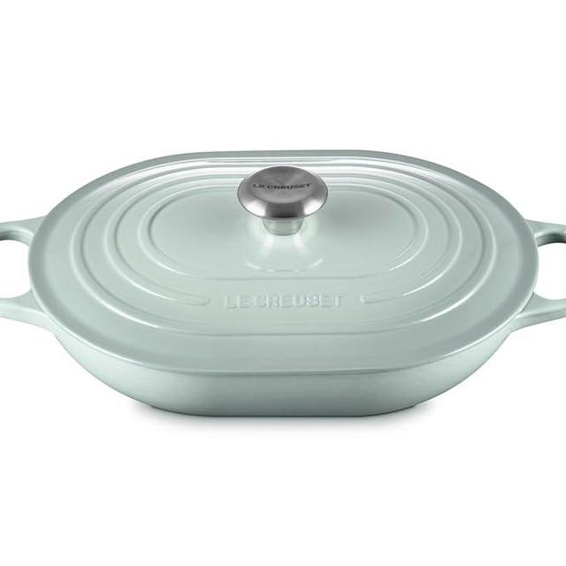 Le Creuset Enameled Cast Iron Signature Oval Casserole with Lid, 3.75 qt., Sea Salt