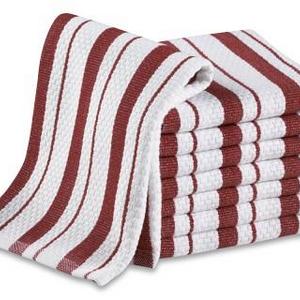 Williams Sonoma Classic Striped Dishcloths, Claret Red, 8-pack