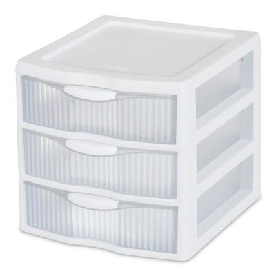 Sterilite 3 Drawer Small Countertop Unit White with Clear Drawers