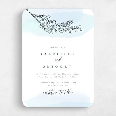 Blue Rounded Wedding Invitation - Lorraine Portrait