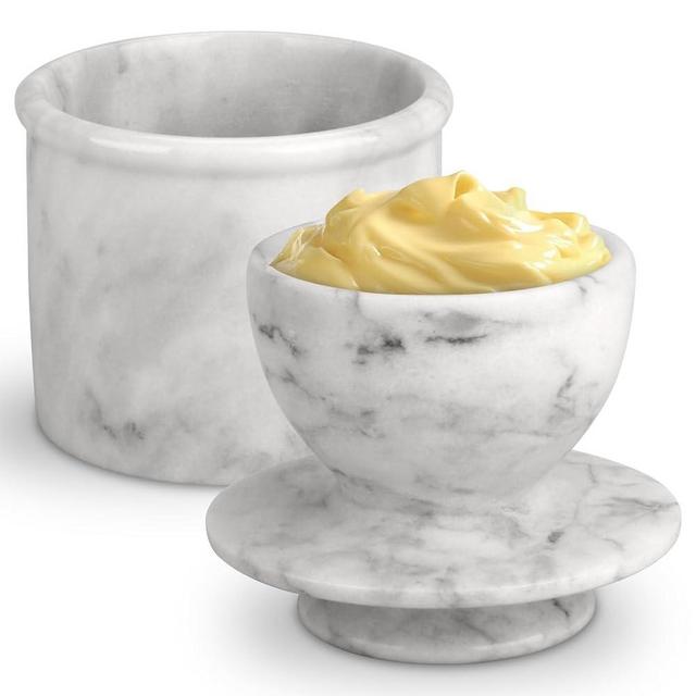 Butter Crock with Lid, Soft Spreadable Butter keeper, Marble French Butter Keeper to Leave On Counter, Butter Dish, Home and Kitchen Decor for Countertop