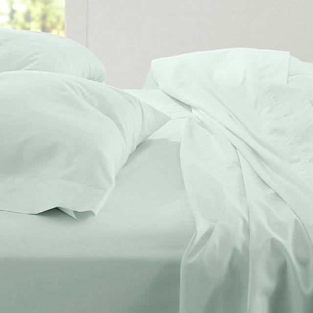 Signature Wrinkle-Resistant Solid Sateen Bedding by Garnet Hill - Sage Queen Flat Sheet, Queen fitted sheet, 2 sets of pillow cases