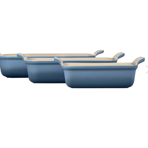 Le Creuset Heritage Thyme Rectangular Baking Dishes, Set of 3 + Reviews | Crate & Barrel