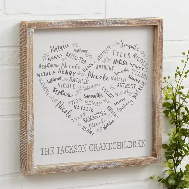 Farmhouse Heart Personalized 12-Inch Square Barnwood Frame Wall Art