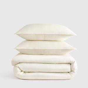 Organic Bamboo Viscose Duvet Cover Set King Bed | Quince in Ivory