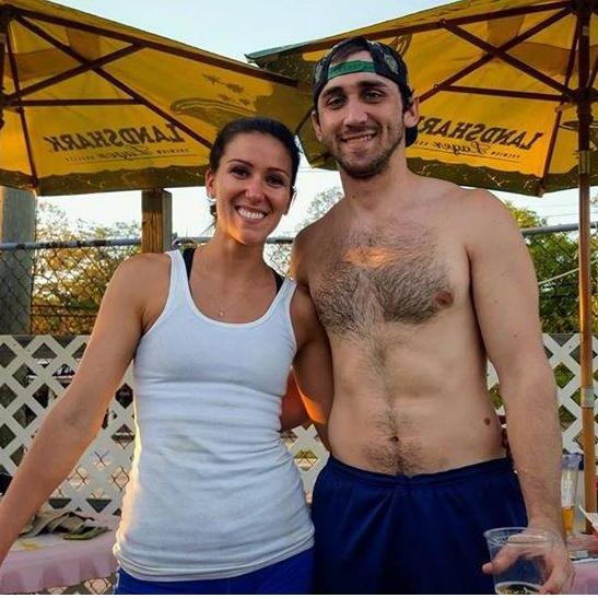 Our first picture together - playing volleyball at Hammer’s, where we met!