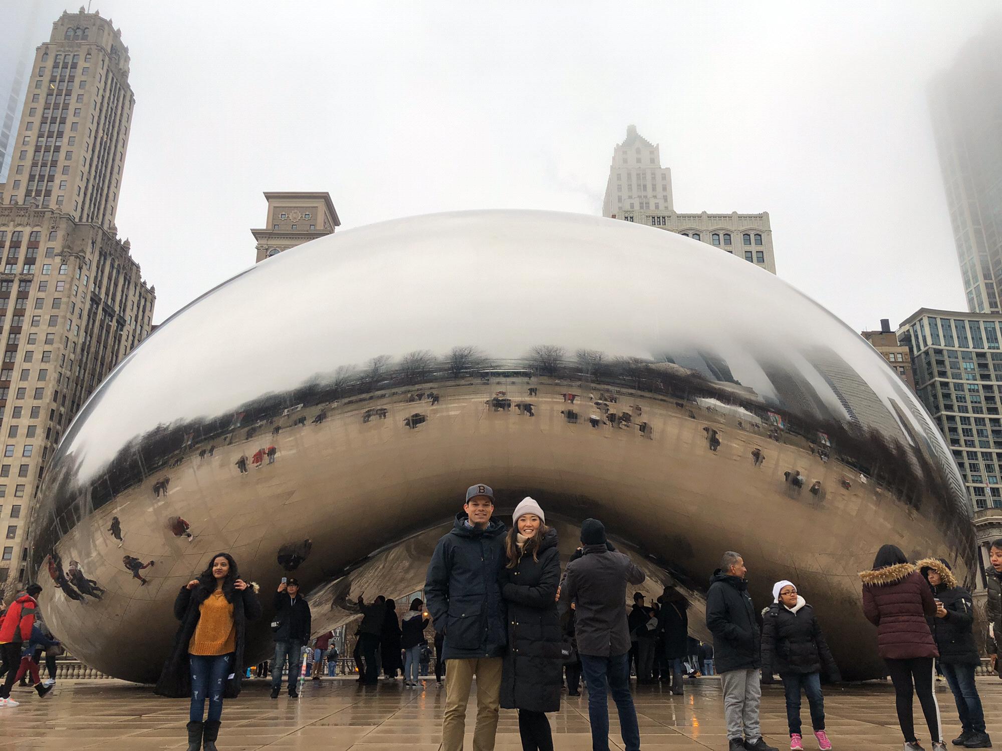 Chicago getaway to celebrate our 1st anniversary in front of this giant bean.
