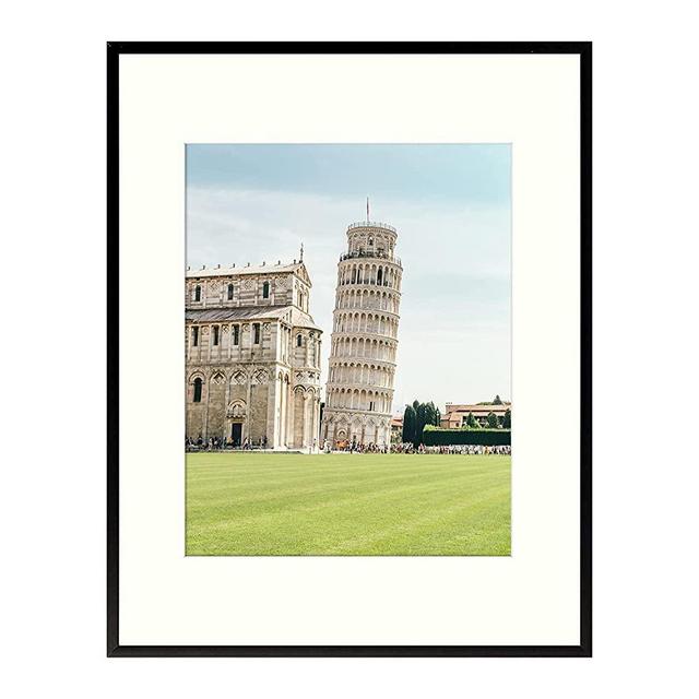 Golden State Art, 11x14 Aluminum Frame for 8x10 Photo Display - Metal Wall Mounting Square Photo Frame Collection with Ivory Color Mat and Real Glass (Black, 1-Pack)