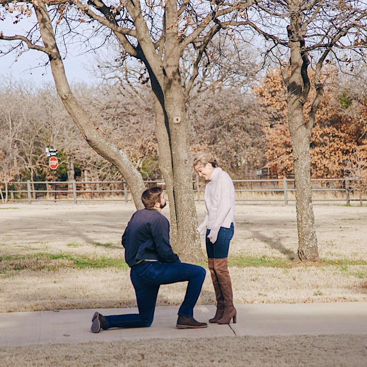 We pulled up to the property and I asked if we could drive up because it was so cold haha but he said we had to walk to get the right measurements