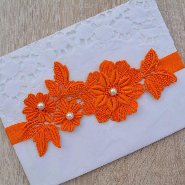 Orange Flower Lace Wedding Garters Bridal...