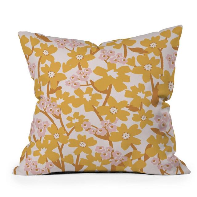 18"x18" Thirty One Illustrations Wildflowers in Turmeric Square Throw Pillow Yellow - Deny Designs