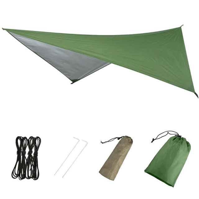 Azarxis Hammock Camping Tarp Rain Fly, Waterproof Tent Shelter Awning Sunshade Cloth Picnic Mat for Outdoor Hiking Beach Backpacking - Included Guy Lines & Stakes