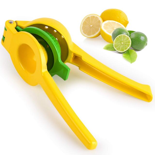 Hydration Nation Durable Metal Lemon Squeezer Juicer - All Metal Lemon Lime Squeezer Press - Lemon and Lime Citrus Squeezer - Bright Yellow/Dark Green