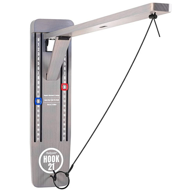GoSports Hook 21 Wall Mount Ring Swing Game - Play Indoors or Outdoors with Foldable Arm