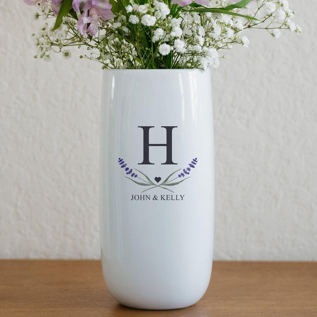 Personalized Ceramic Flower Vase, Custom Wedding Anniversary Gift For Couple, Valentine's Day Gift for Significant Other, Bride & Groom Gift