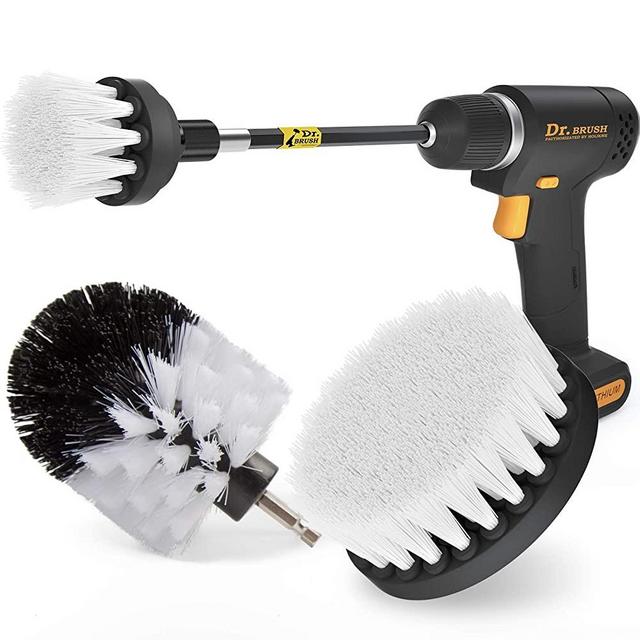 Holikme 4Pack Drill Brush Power Scrubber Cleaning Brush Extended Long  Attachment Set All Purpose Drill Scrub Brushes Kit for Grout, Floor, Tub