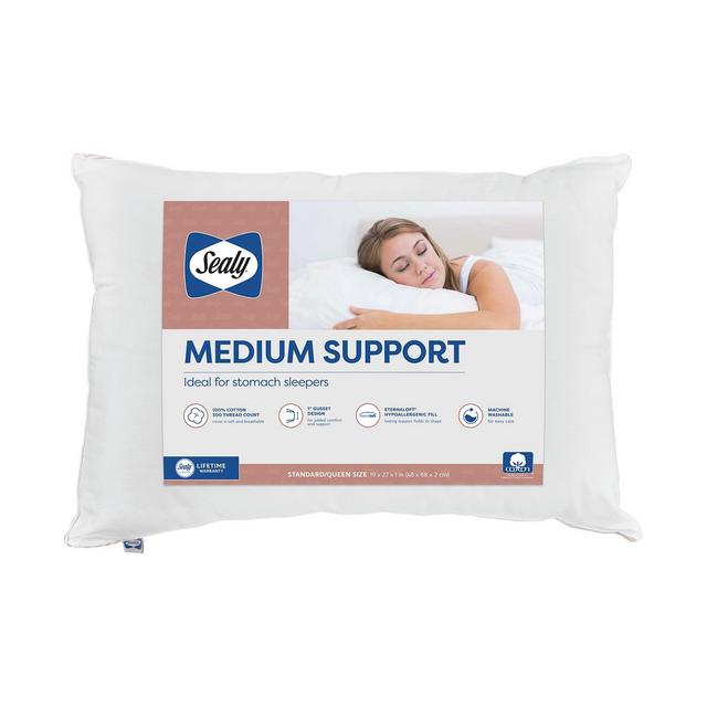 Sealy Medium Support Pillow for Stomach Sleepers, Standard/Queen