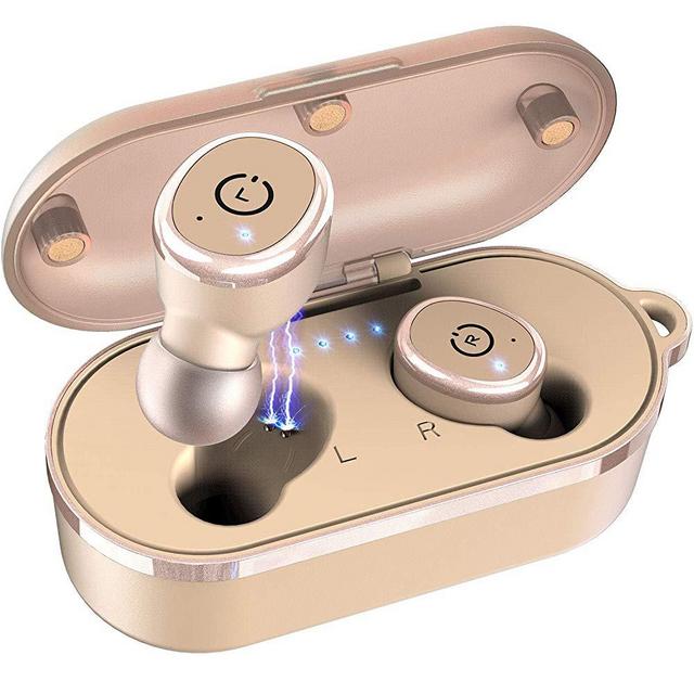TOZO T10 Bluetooth 5.0 Wireless Earbuds with Wireless Charging Case IPX8 Waterproof TWS Stereo Headphones in Ear Built in Mic Headset Premium Sound with Deep Bass for Sport Khaki
