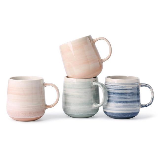 ALOFMO Coffee Mugs Set of 4, 12 oz Mugs Set, Ceramic Coffee Cups with Large Handles, Suitable for Morning Coffee, Tea, and Cocoa, a Set of Cups with Exquisite Glaze.