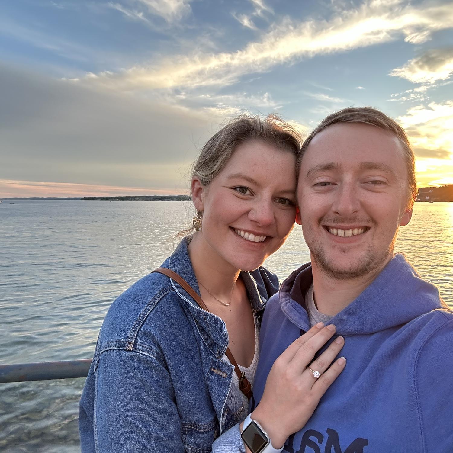 This was taken after touring our wedding venue on the waterfront of Grand Traverse Bay