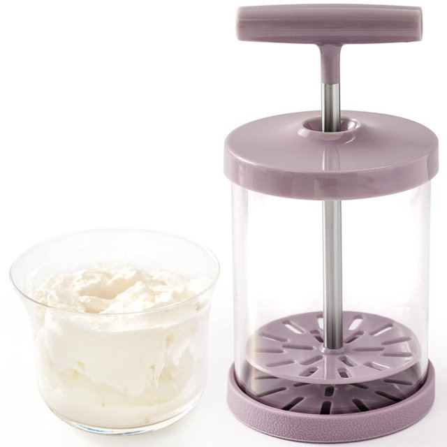 Manual Whipping Cream Dispenser, Handheld DIY Whipped Cream Maker, Professional Whipped Cream Dispenser With Non-Slip Silicone Base for Shop Kitchen Salad Dressings Frothy Drinks Milk Frother
