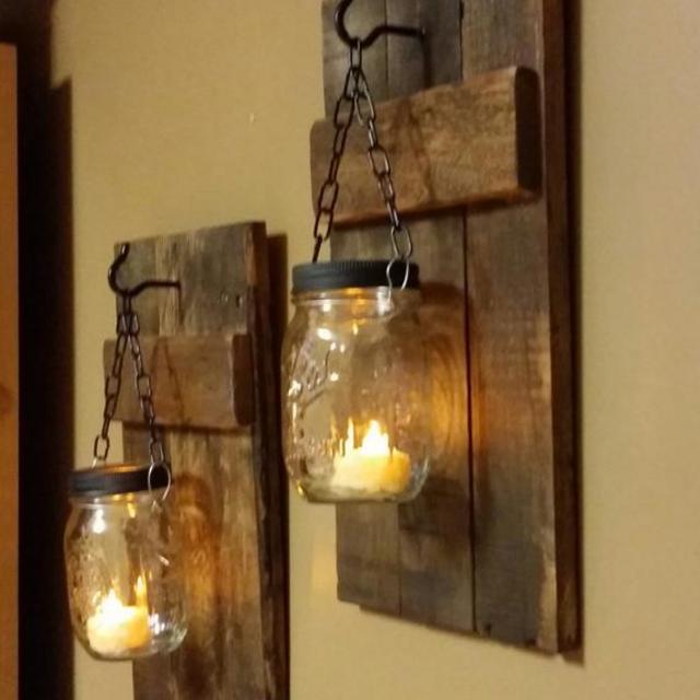 Rustic Candle Holder, Rustic Decor, Rustic Home Decor, sconce , Rustic Wood Decor, Lantern, Mason Jar candle, holder priced 1 each
