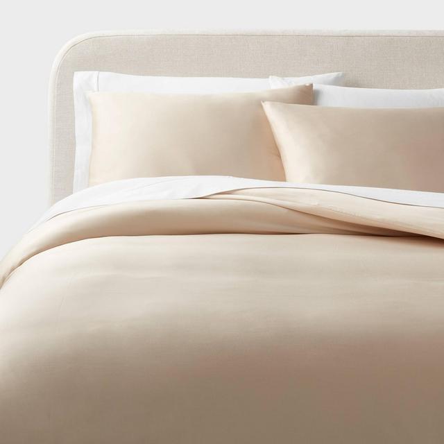 Full/Queen Luxe Lyocell Duvet Cover and Sham Set Khaki - Threshold™