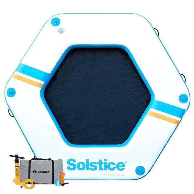 Solstice Inflatable Mesh Dock Series | Stable Platforms for Beach Lake Pool | Up to 10 People Rafting and Recreation | Pump, Bag, Grab Handles D-Rings | Heavy-Duty Military-Grade Inflatable Material