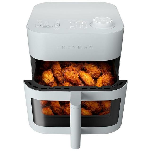 Chefman Crispinator Air Fryer 6-in-1 with 8 Qt capacity, 450°F Max Temp with TurboFry Pro Technology for Fast and Even Results, Viewing Window, Nonstick Ceramic Basket, 10-Pc Liner Starter Pack
