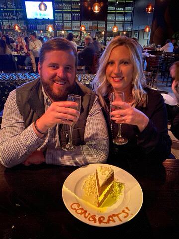 Cheers!  Our first time celebrating our engagement with our Kansas City friends!