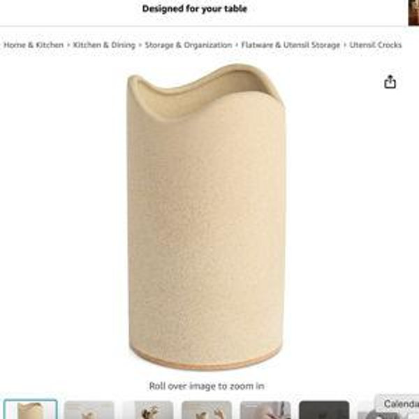 Ceramic Utensil Holder for Kitchen Counter - Kitchen Utensil Organizer - Kitchen Utensil Holder for Countertop - Spatula Holder - Cooking Utensil Crock with Cork Bottom - Boho Farmhouse Decor