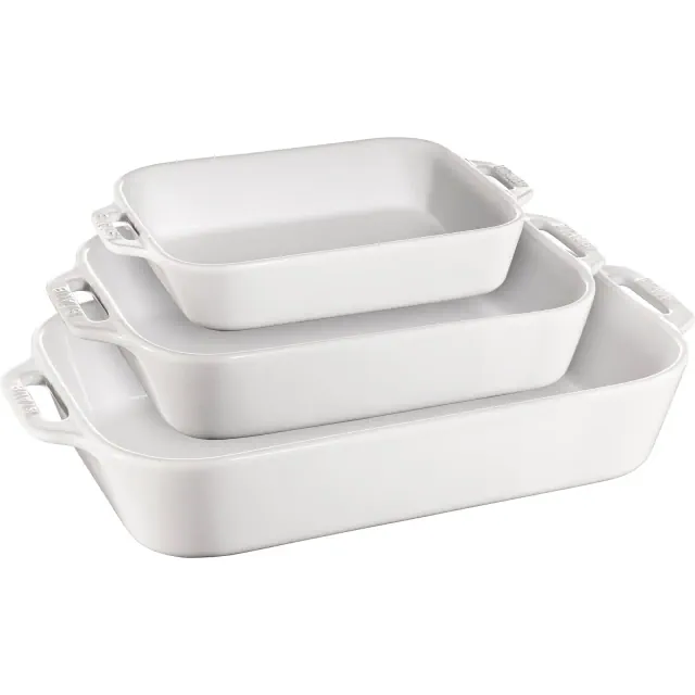 Staub Ceramic 3-pc Rectangular Baking Dish Set - White