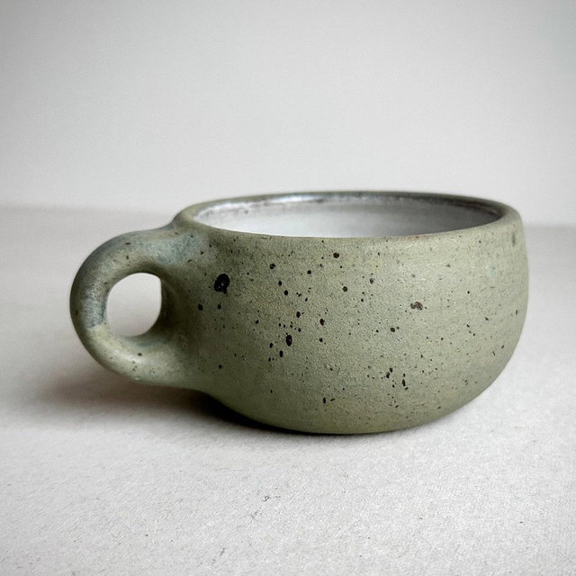 MADE TO ORDER Round Mug Aged Green 11-12oz, ceramic, pottery, handmade, coffee, cafe, cappuccino, potterymug, cappa latte tea mocha cocoa