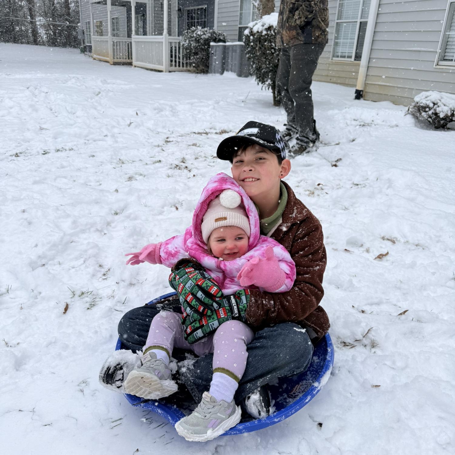 Willow and Luke Sledding. 01/31/2026