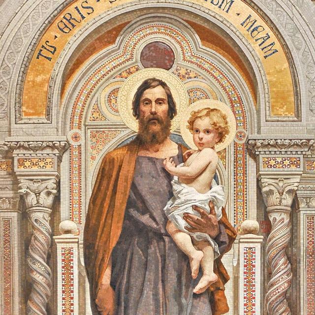 St. Joseph – Mosaic Originally from St. Peter’s Basilica at the Vatican – Catholic Art Print