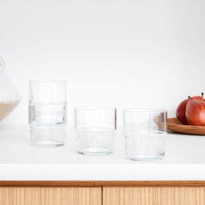 Essential Stacking Drinking Glass Collection (Short - 10 oz Clear · Set of 4)