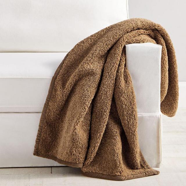 Cozy Teddy Faux Fur Throw, 60 x 80", Tobacco